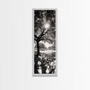 Sunlight Tree, Autumn Glow, Nature Shadowplay, Black White Forest Scene, Canvas Print, Fall Living Room Art, Boho Earthy Wall Decor
