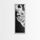 Shoreline Edge, Ocean Waves, Coastal Horizon, Framed Canvas Print, Black and White Beach Art, Bathroom Art, Entryway Wall Decor