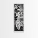 Rocky Coastline, Ocean Foam, Sunset Glow, Framed Canvas Print, Nautical Wall Art, Beach House Decor, Moody Seascape Photography