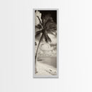 Tropical Palm Tree, Seaside Tranquility, Island Breeze, Framed Canvas Print, Bathroom Wall Art, Boho Beach Decor, Coastal Vibes