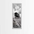 Covered Wagon Trail, Old West Scene, Vintage Rustic Art, Homestead Vibe, Framed Canvas Print, Farmhouse or Office Wall Art, Boho Bedroom