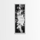 Misty Lake, Nature Reflection, Tranquil Waters, Monochrome Trees, Framed Canvas Print, Minimalist Wall Art, Bathroom or Hallway Decor