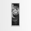 Coiled Snake, Wild Reptile, Black and White Snake, Fierce Eyes, Framed Canvas Print, Nature Lover Wall Art, Masculine Office Decor