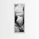 Tide Pool, Coastal Reflection, Tranquil Cove, Cloudy Sky, Framed Canvas Print Zen Bathroom Art, Minimalist Nature Wall Decor, Neutral Modern Style