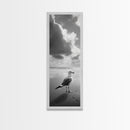 Seagull, Ocean Breeze, Beach Minimalism, Tranquil Shoreline, Seagull Photo Art, Coastal Framed Canvas Print, Bathroom Wall Decor