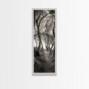 Twisted Trees, Enchanted Path, Forest Tunnel, Autumn Mood, Mystical Nature Framed Canvas Print, Fall Entryway Wall Art, Rustic Decor