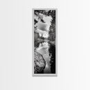Forest Reflection, Lake Stillness, Tranquil Pines, Nature Calm, Black and White Canvas Print, Bedroom Wall Art, Cabin Vibes