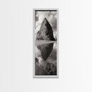 Monolith Reflection, Coastal Rock, Dramatic Seascape, Tidal Pool, Nature Inspired Framed Canvas Print, Modern Hallway Wall Art