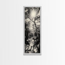 Forest Path, Sunburst Trees, Woodland Trail, Nature Light Framed Canvas Print, Boho Entryway Wall Art, Autumn Rustic Home Decor
