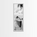 Canoe Shoreline, Island Escape, Tropical Minimalist, Ocean Mood, Framed Canvas Print, Beach House Decor, Bathroom Print, Hallway Wall Art