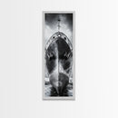 Industrial Ship, Black and White Boat, Urban Seascape, Moody Harbor, Canvas Print, Nautical Wall Art, Man Cave Art, Office Decor