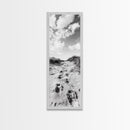 Sandy Trail, Dune Path, Footprints Grass, Canvas Print, Fall Coastal Decor, Boho Entryway Art, Black and White Beach Landscape