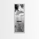 Lakeside Swing Stillness, Serene Water View Print, Peaceful Dock Photography, Canvas Print, Tranquil Bedroom or Office Wall Art