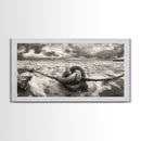 Ocean Knot, Stormy Sea, Nautical Rope, Seaside Wall Decor, Canvas Print, Rustic Coastal Wall Art, Bathroom Nautical Theme