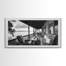 Porch Lake View, Rustic Escape, Cabin Life, Vintage Charm, Framed Canvas Print, Entryway Wall Art, Country Home Aesthetic, Cozy Style