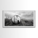 Coastal Buoy, Nautical Sphere, Fishing Rope, Beach Grass, Framed Canvas Print, Coastal Bathroom Art, Seaside Wall Decor, Rustic Style