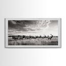 Elk Herd, Prairie Wildlife, Autumn Nature, Rustic Landscape, Framed Canvas Print, Western Wall Decor, Cabin Art, Living Room Print