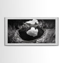 Sea Cave, Rocky Texture, Coastal Reflection, Natural Formations, Framed Canvas Print, Bathroom Art, Earthy Wall Decor, Zen Style