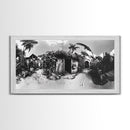 Tropical Beach Shack, Rustic Coastal Decor, Island Vibes, Palm Tree Jungle, Framed Canvas Print, Boho Living Room Wall Art