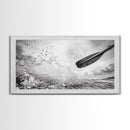 Water Splash Paddle, Adventure Photography, Kayaking Ocean Scene, Framed Canvas Print, Modern Bathroom or Coastal Wall Art