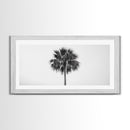 Minimal Palm Tree, Tropical Simplicity, Black and White Art, Framed Canvas Print, Modern Entryway or Minimalist Bathroom Wall Art