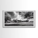 Southwestern Ranch Home, Texas House Scene, Peaceful Rural Living, Framed Canvas Print, Rustic Landscape Art, Living Room Decor