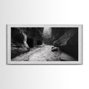 Sandstone Canyon Light, Desert Rock Passage, Dramatic Cliff Scene, Framed Canvas Print, Adventure Art, Hallway or Den Wall Decor