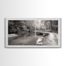 Stone Bridge, Forest Path, Quiet Creek, Peaceful Nature, Canvas Print, tranquil woodland art, Fall entryway piece, rustic landscape