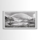 Rainbow, River Valley, Highland Scene, Minimalist Landscape Art, Framed Canvas Print, Entryway Decor, Rustic Nature Print, Calming Wall Art