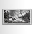 Misty Forest, Coastal Wilderness, Moody Landscape, Nature Escape, Framed Canvas Print, Cabin Decor, Autumn Wall Art, Woodland Aesthetic