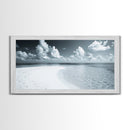 Tropical Sandbar Shore, Minimal Seascape, Calm Ocean Print, Azure Coastal View, Canvas Print, Bathroom Wall Art, Boho Decor