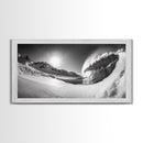 Arctic Wave Motion, Snowy Surf Curl, Mountain Sun Scene, Nature Energy Art, Canvas Print, Living Room Wall Art, Winter Adventure Decor