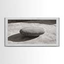 Zen Stone Focus, Natural Simplicity, Black and White Minimalist, Canvas Print, Spa Wall Art, Serene Bathroom Decor, Peaceful Aesthetic