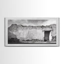 Adobe Wall, Desert Door, Rustic Texture, Framed Canvas Print, Southwest Wall Art, Neutral Earth Tones, Boho Western Living Room Decor