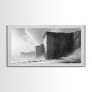 Ocean Cliffs, Towering Rock, Misty Coast, Rugged Seascape, Canvas Print, Moody Wall Art, Office Decor, Dramatic Landscape, Office Decor