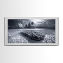 Coral Island, Tropical Ocean, Underwater Reef, Clear Sea, Framed Canvas Print, Beach House Art, Coastal Living Room Decor, Office Wall Decor