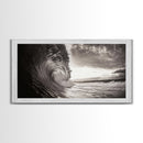 Ocean Wave, Dramatic Curl, Coastal Photography, Seascape Art, Framed Canvas Print, Surf Wall Decor, Nautical Living Room Wall Art