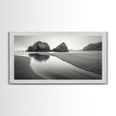 Seaside Rocks, Reflected Sky, Calm Ocean, Landscape Photography, Framed Canvas Print, Zen Wall Art, Modern Minimalist Decor, Modern Home Decor