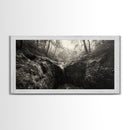Forest Waterfall, Wooded Creek, Serene Nature, Rustic Landscape, Framed Canvas Print, Fall Cabin Wall Art, Nature Lover Decor