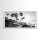Palm Tree Pathway, Beachfront Neighborhood Vibes, Coastal Street Scene, Framed Canvas Print, Entryway Art, Minimalist Coastal Home Decor