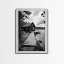 Lake Cabin Path, Nordic Forest Retreat, Nature Escape, Canvas Print, Cozy Wall Art, Scandinavian Decor, Fall Rustic Living Room Art