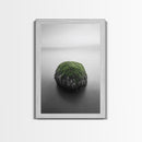 Moss Rock Minimal, Green Accent Art, Coastal Zen Decor, Framed Canvas Print, Modern Neutral Room, Nature Wall Aesthetic