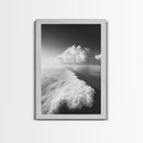 Ocean Wake, Cloud Horizon, Surreal Seascape, Framed Canvas Print, Dreamy Black White Wall Art, Bathroom Decor, Coastal Fantasy Art