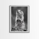 Prairie Dog, Wildlife Watch, Nature Moment, Framed Canvas Print, Whimsical Animal Wall Art, Nursery Decor, Cute Forest Creature
