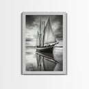Sailboat Reflections, Calm Waters, Stormy Sky, Canvas Print, Nautical Wall Art, Office or Den Decor, Classic Maritime Photography