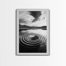 Ripple Effect, Calm Water, Meditative Landscape, Serene Mountains, Framed Canvas Print, Minimalist Wall Art, Bedroom or Spa Vibes