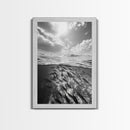 Underwater Scene, School of Fish, Ocean Photography, Split Shot Water, Framed Canvas Print, Bathroom Wall Art, Coastal Decor