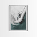 Aerial Beach, Turquoise Sea, Minimal Shoreline, Boat View, Canvas Print, coastal minimalist art, bathroom wall art, modern ocean photo