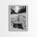 Industrial beach relic, iron hammer, rustic textures, minimalist black and white, Canvas Print, man cave art, coastal masculine decor