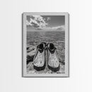 Ocean Fins, Coastal Escape, Underwater Adventure, Canvas Print, Beach Bathroom Wall Art, Nautical Photography, Black and White Decor